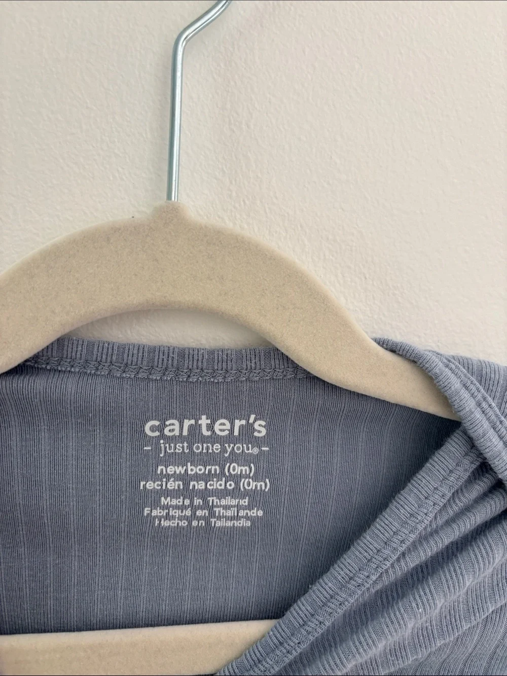 Carter's Ribbed Long Sleeve Nightgown - Gray Blue
